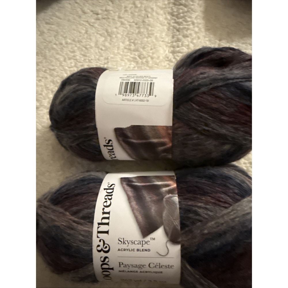 Skyscape™ Yarn by Loops& Threads® Navy & Silver Multi Set Of Two